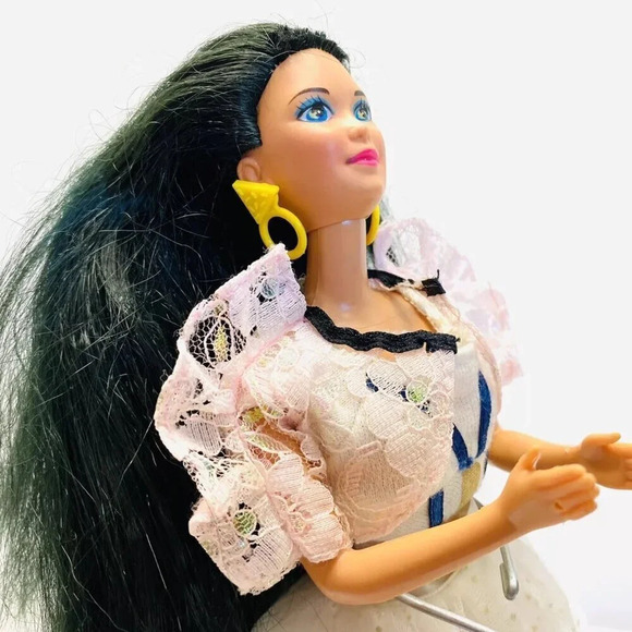 MATTEL BARBIE Asian Doll Long Black Hair Blue Eyes Three Piece Outfit 12" Tall - Picture 6 of 12